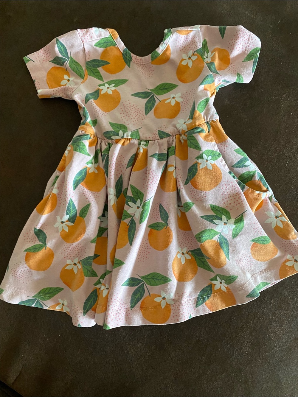 Girls' Pink Orange-Print Cotton Casual Dress